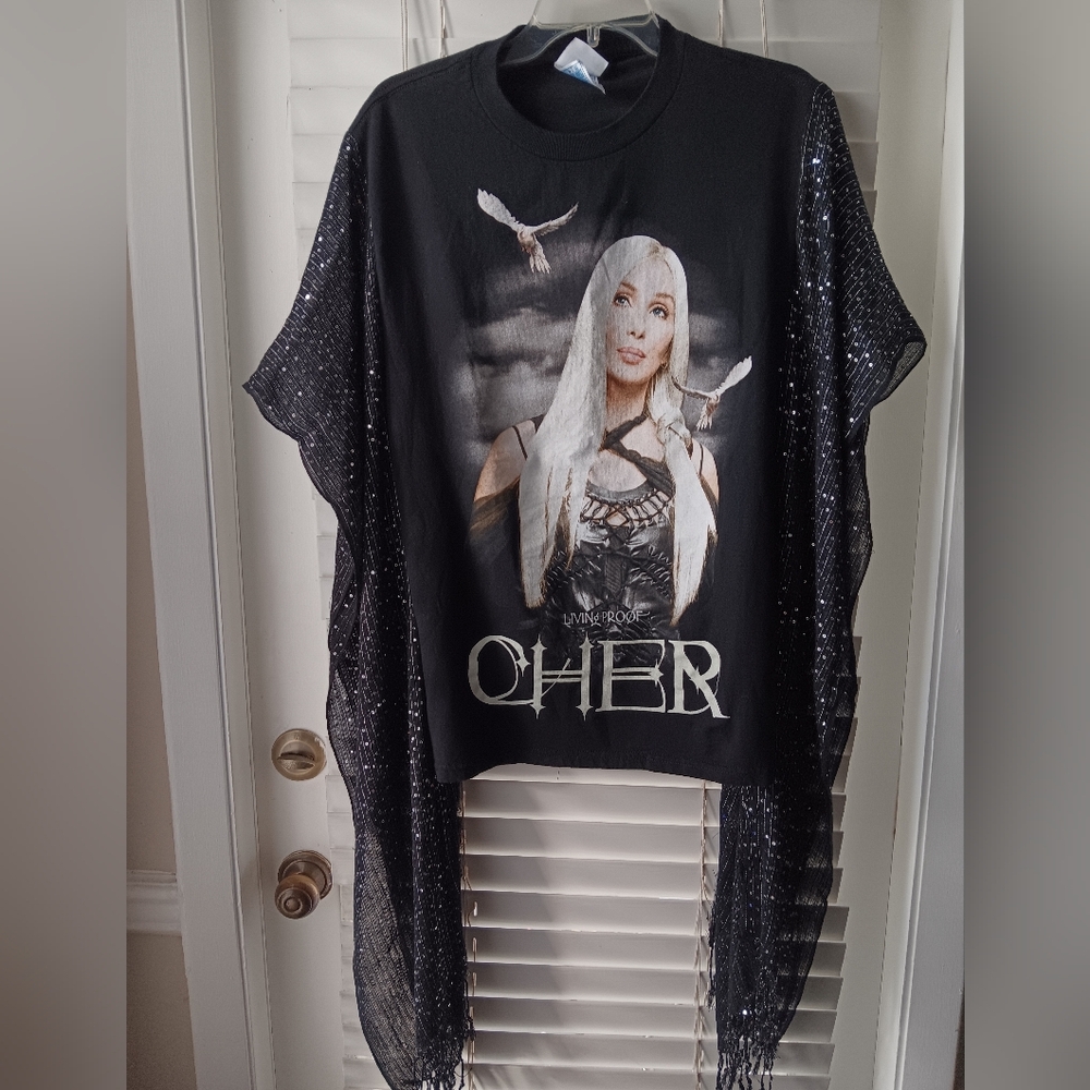 Upcycled Cher Graphic T-Shirt/Poncho